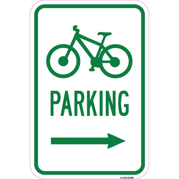 Signmission Bicycle Parking With Right Arrow, Heavy-Gauge Aluminum, 12" x 18", A-1218-25288 A-1218-25288 - main